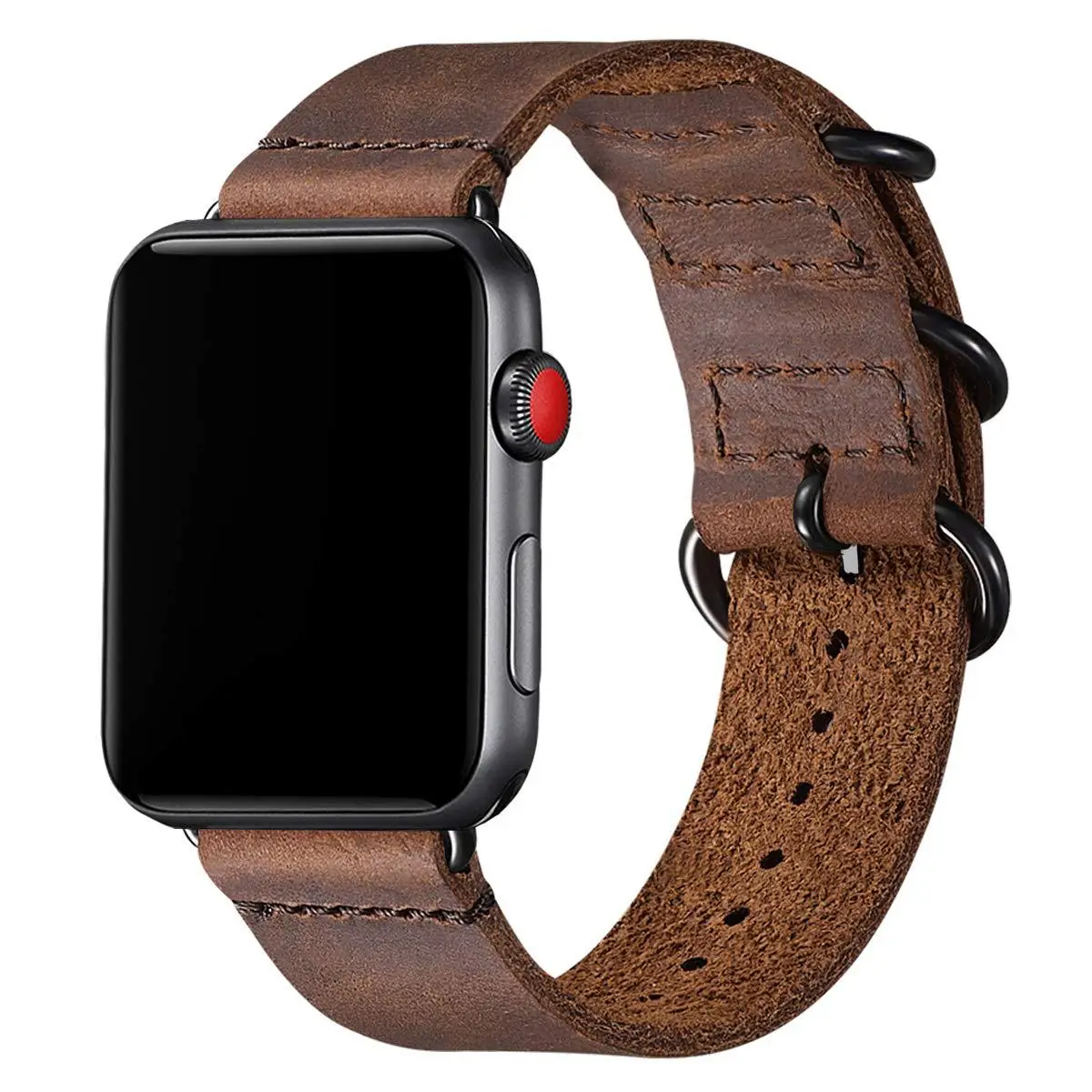 Apple Watch 3 Ring Buckle Frosted Leather Strap 22mm — feature 9