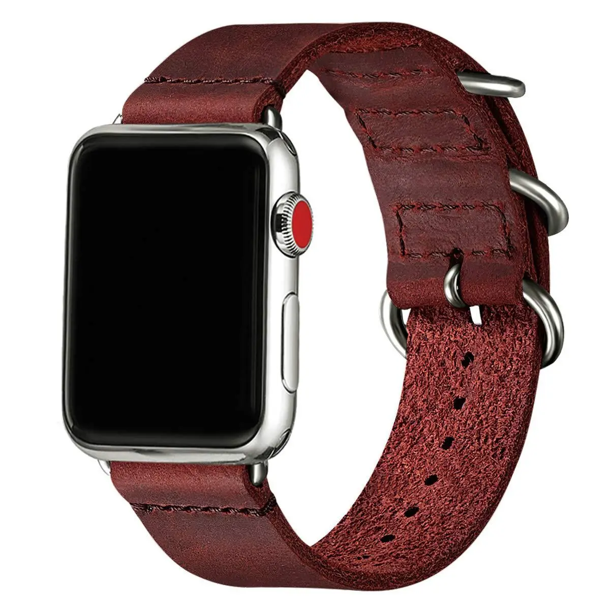 Apple Watch 3 Ring Buckle Frosted Leather Strap 22mm