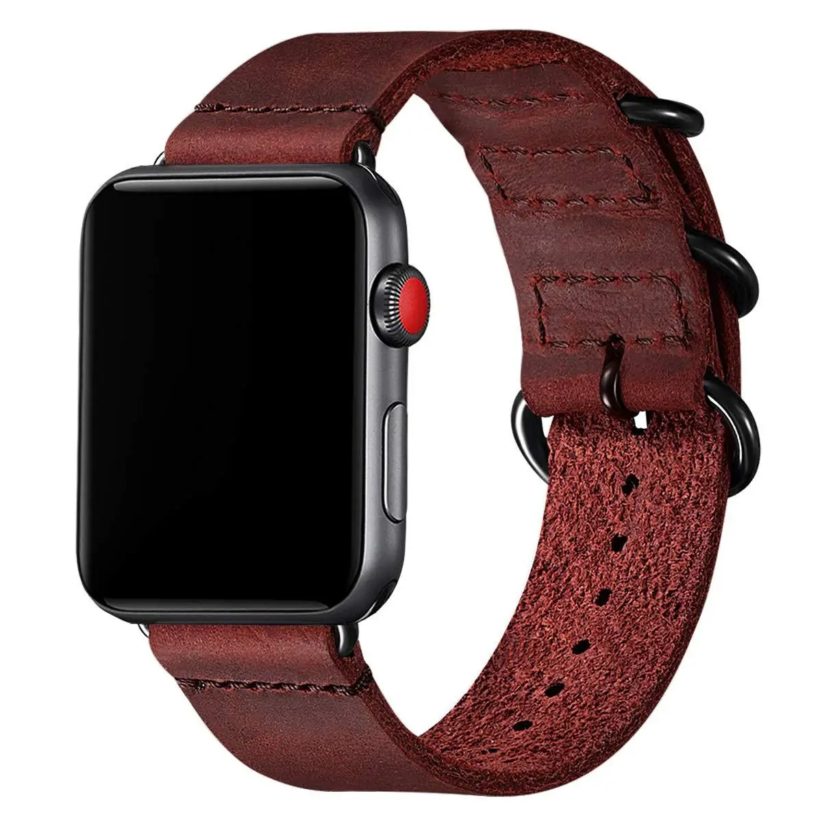Apple Watch 3 Ring Buckle Frosted Leather Strap 22mm