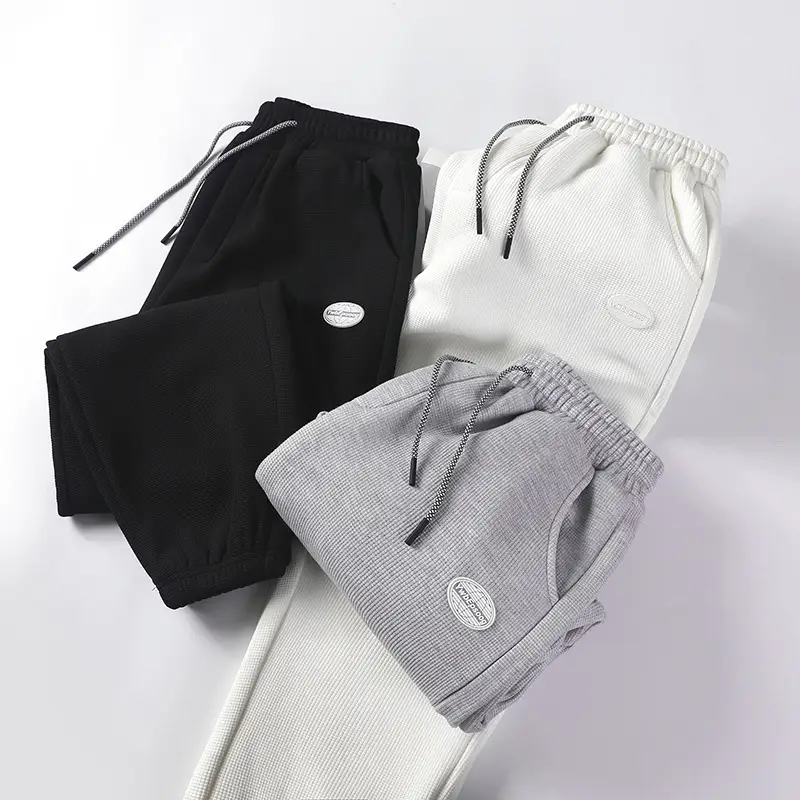 Men Black Drawstring Leg-Tied Pants with 3 Stripes - Image 14
