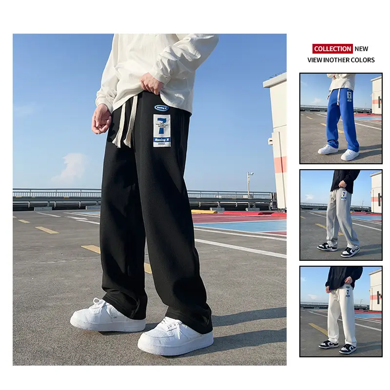 Men Black Drawstring Leg-Tied Pants with 3 Stripes - Image 16