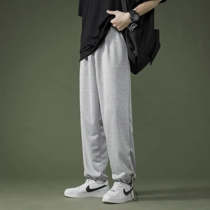 Men Black Drawstring Leg-Tied Pants with 3 Stripes - Image 9