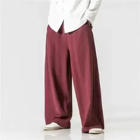 Men Linen Wide-leg Pants Plus Size Loose Casual - Image 4