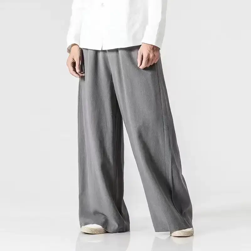 Men Linen Wide-leg Pants Plus Size Loose Casual - Image 2