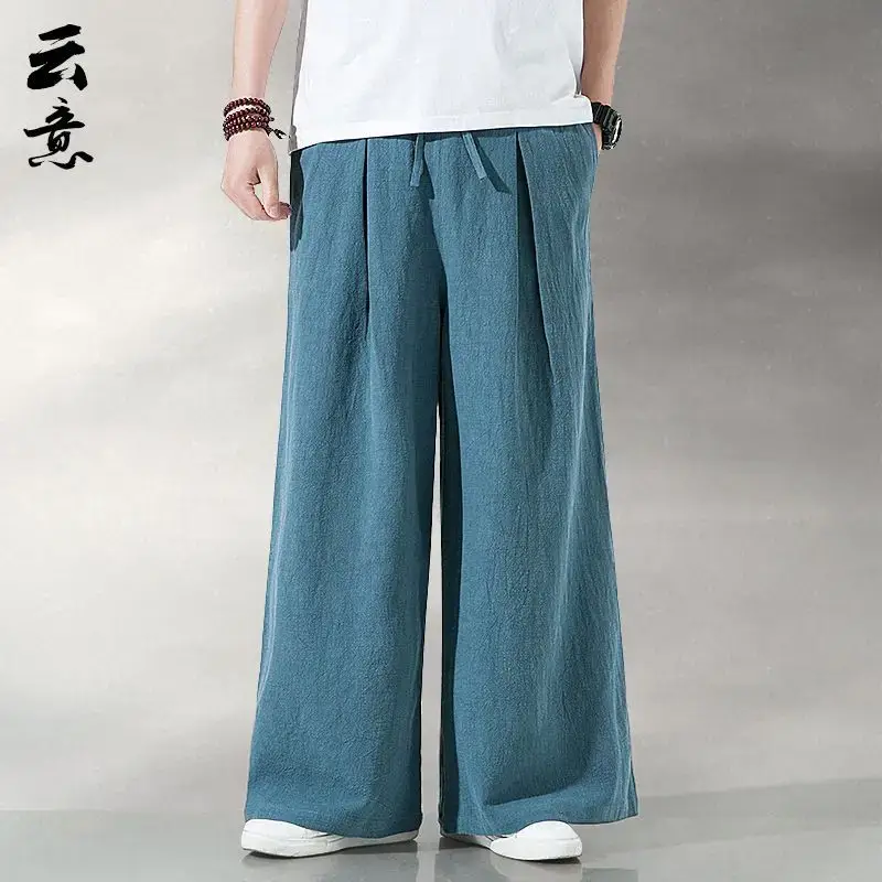 Men Linen Wide-leg Pants Plus Size Loose Casual - Image 7