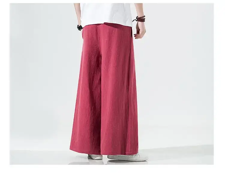 Men Linen Wide-leg Pants Plus Size Loose Casual — feature 11