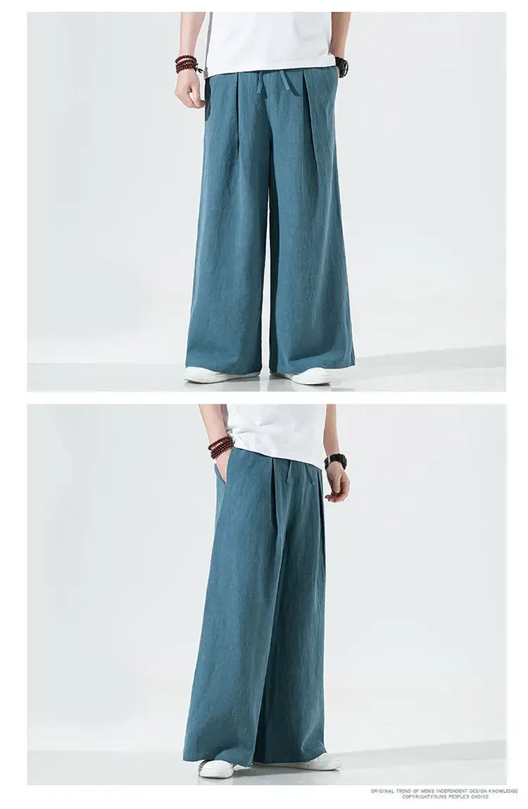 Men Linen Wide-leg Pants Plus Size Loose Casual — feature 12