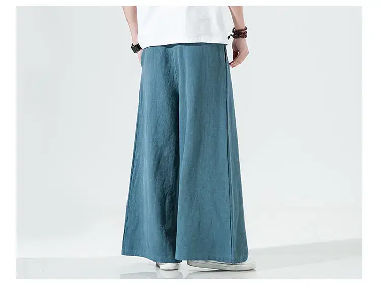 Men Linen Wide-leg Pants Plus Size Loose Casual — feature 15