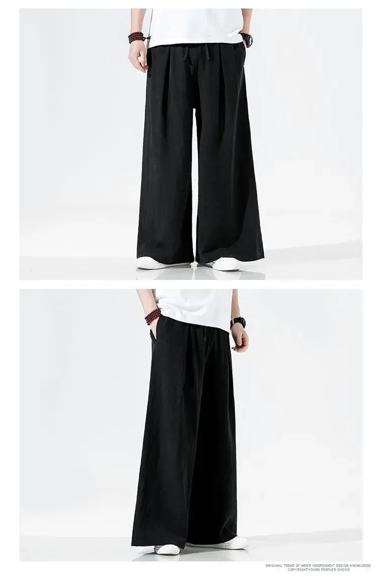 Men Linen Wide-leg Pants Plus Size Loose Casual — feature 16