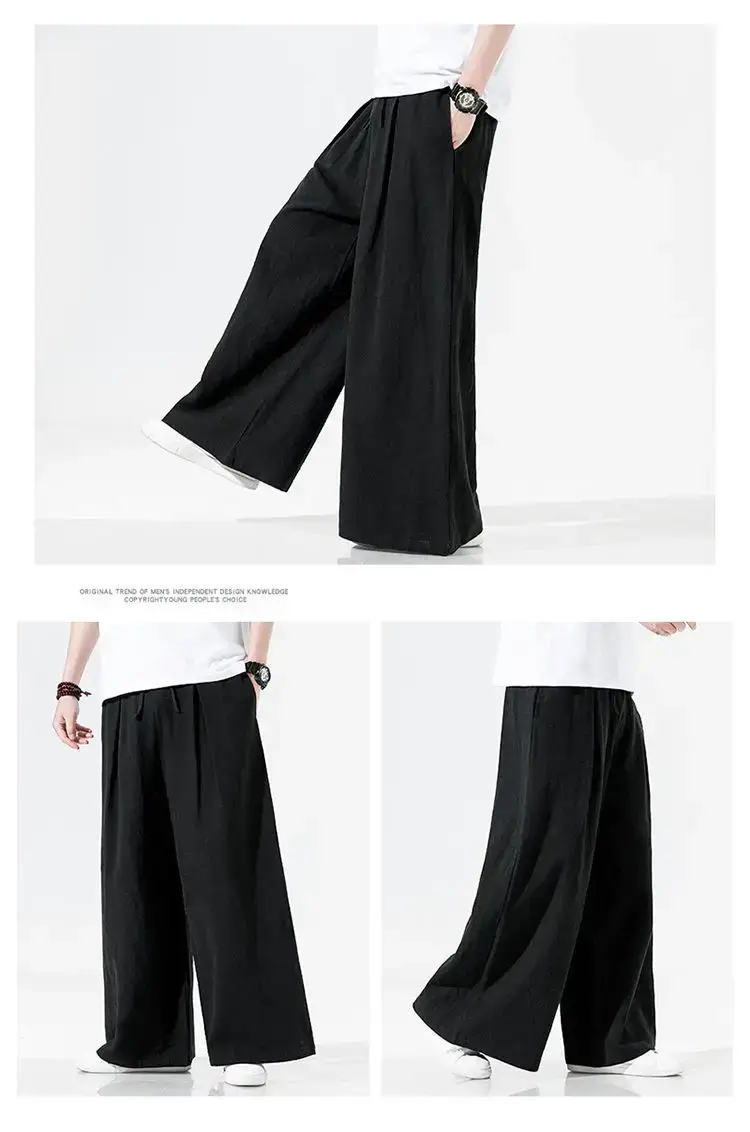 Men Linen Wide-leg Pants Plus Size Loose Casual — feature 17