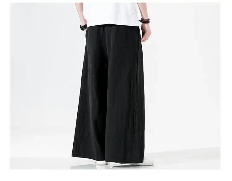 Men Linen Wide-leg Pants Plus Size Loose Casual — feature 18