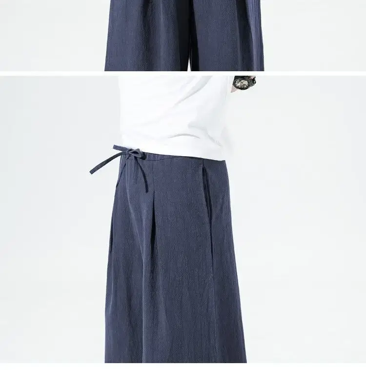 Men Linen Wide-leg Pants Plus Size Loose Casual — feature 21
