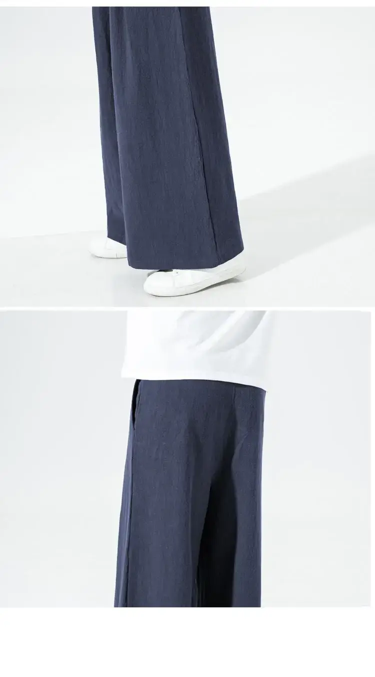 Men Linen Wide-leg Pants Plus Size Loose Casual — feature 22