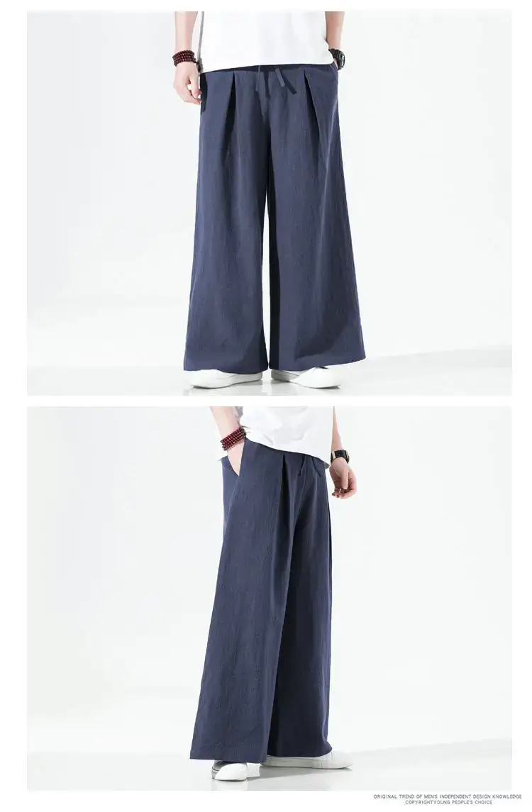Men Linen Wide-leg Pants Plus Size Loose Casual — feature 4