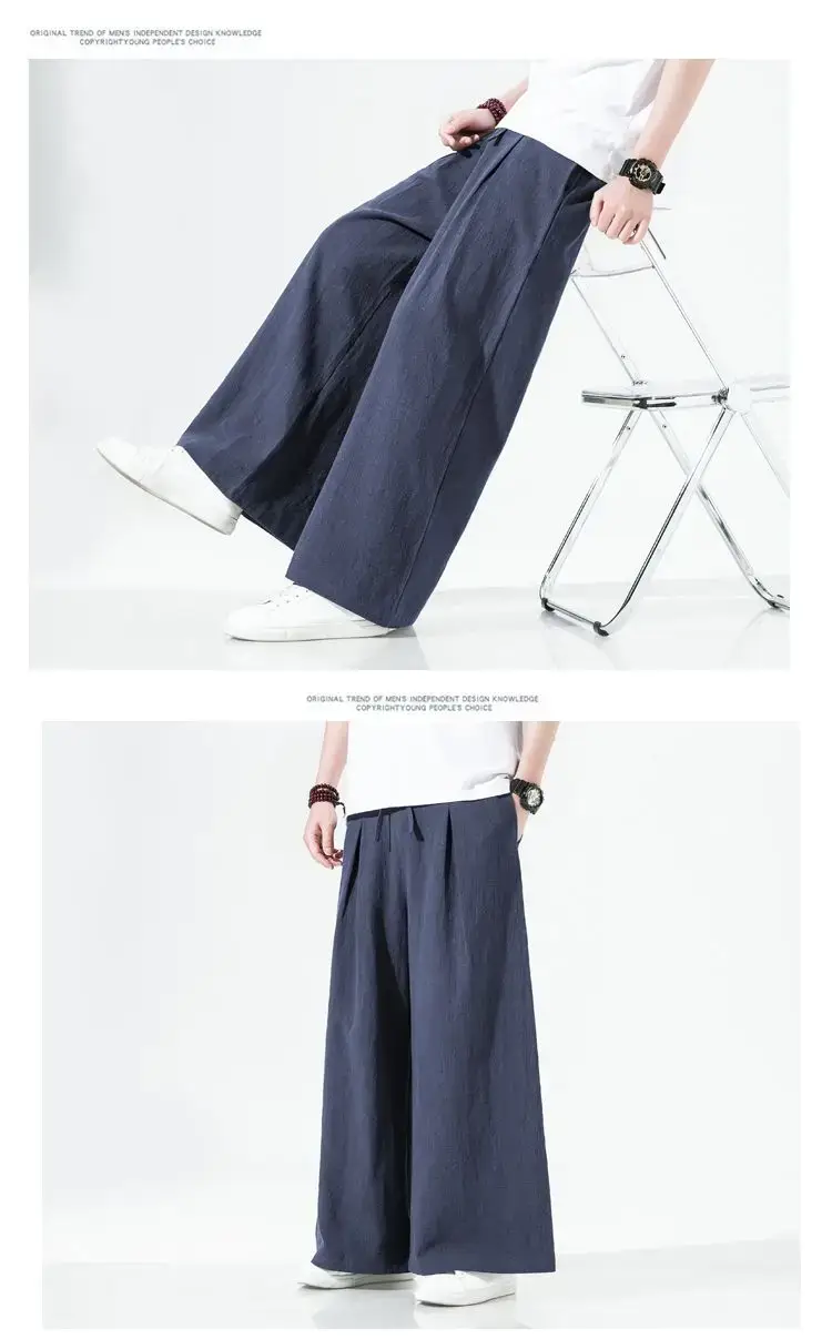 Men Linen Wide-leg Pants Plus Size Loose Casual — feature 6