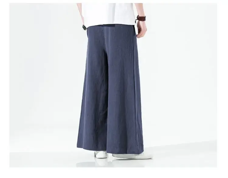 Men Linen Wide-leg Pants Plus Size Loose Casual — feature 7