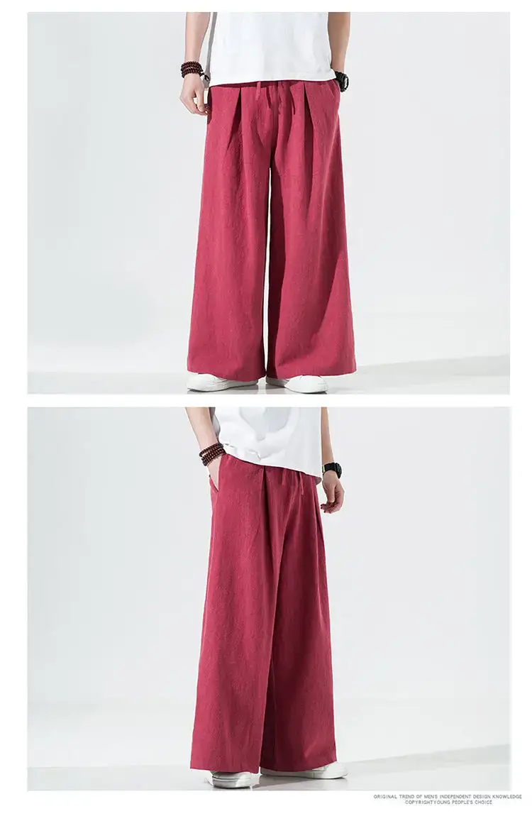 Men Linen Wide-leg Pants Plus Size Loose Casual — feature 8