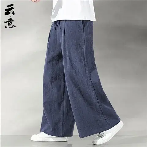 Men Linen Wide-leg Pants Plus Size Loose Casual - Image 3