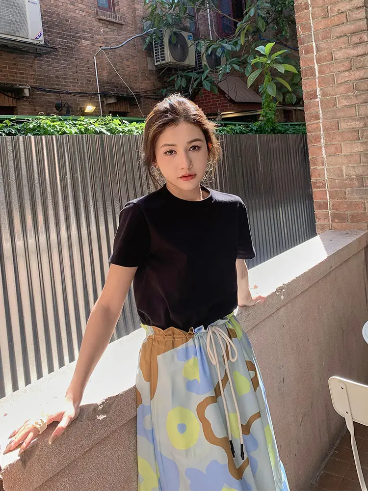 Women Pure Cotton T-Shirt White Short Sleeve Loose Fit