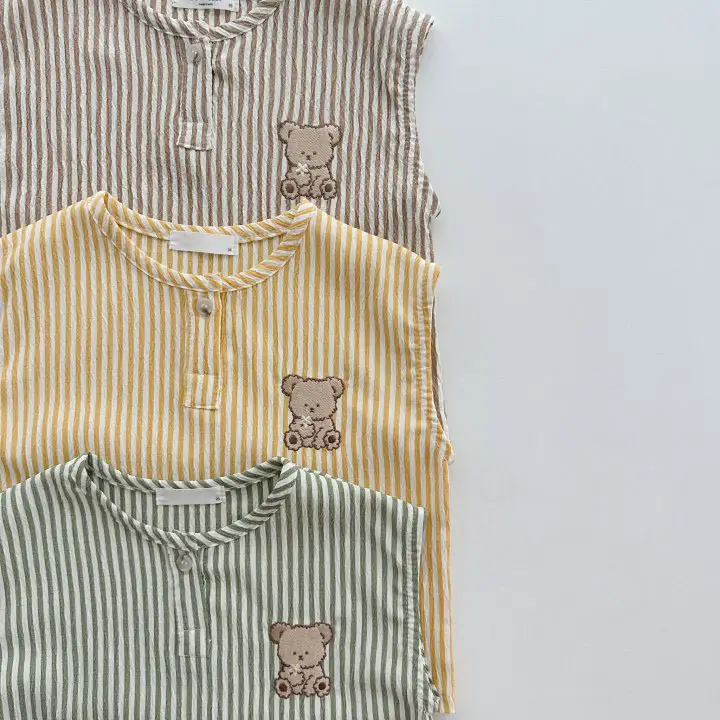 Korean Style Bear Striped Cotton Shorts Set for Boys Girls Summer 2026 — feature 10