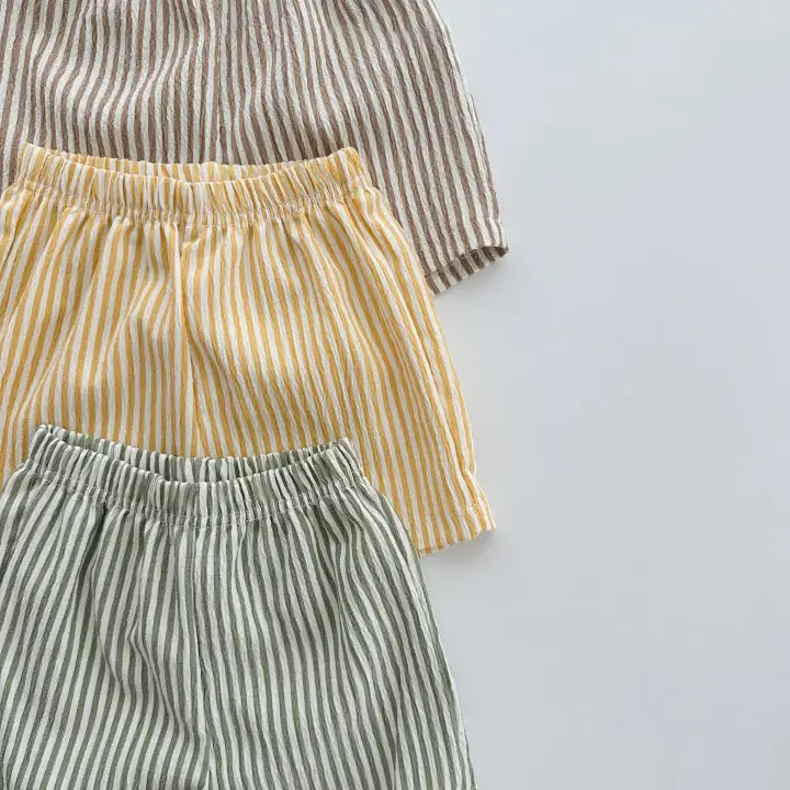 Korean Style Bear Striped Cotton Shorts Set for Boys Girls Summer 2026 — feature 9