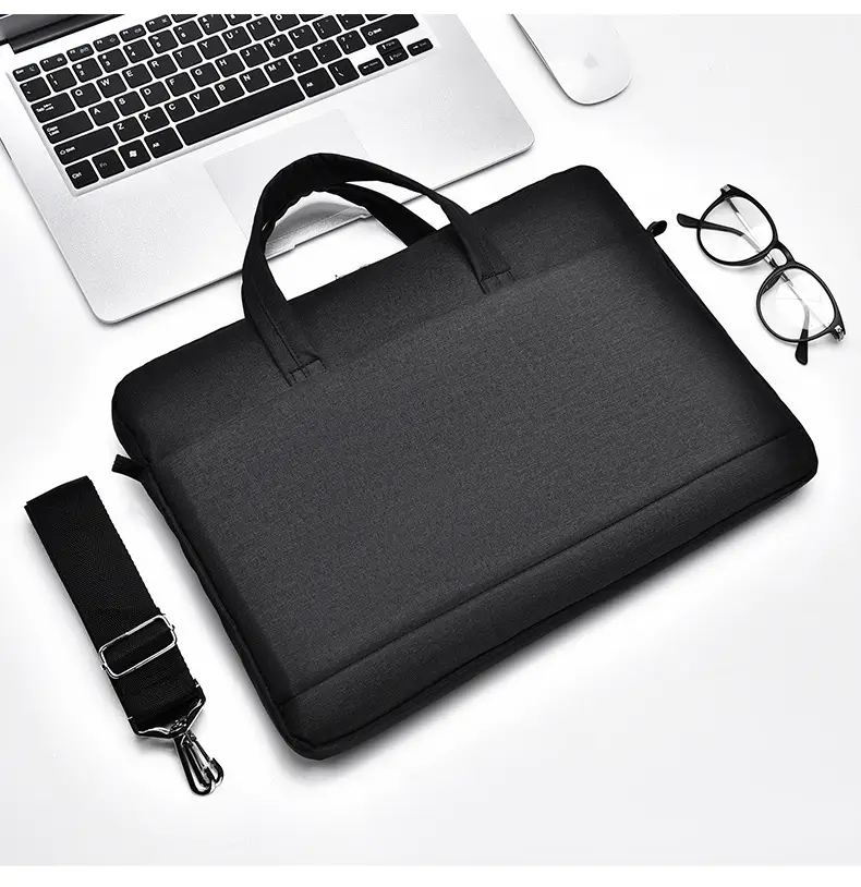 Black Lightweight Business Laptop Shoulder Bag — feature 23