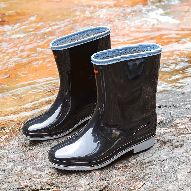 Fashion mid-barrel rain boots ladies cross-border pvc non-slip rain boots women's water shoes new rubber shoes water boots kitchen overshoes - Image 2