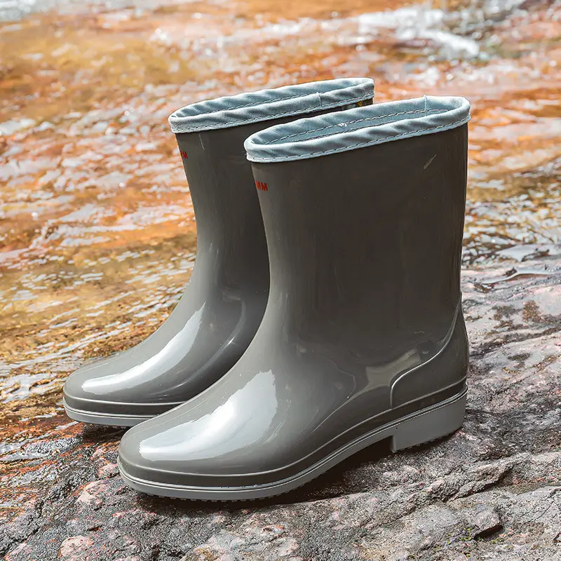 Fashion mid-barrel rain boots ladies cross-border pvc non-slip rain boots women's water shoes new rubber shoes water boots kitchen overshoes - Image 3