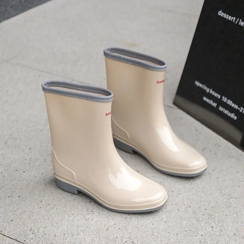 Fashion mid-barrel rain boots ladies cross-border pvc non-slip rain boots women's water shoes new rubber shoes water boots kitchen overshoes - Image 5