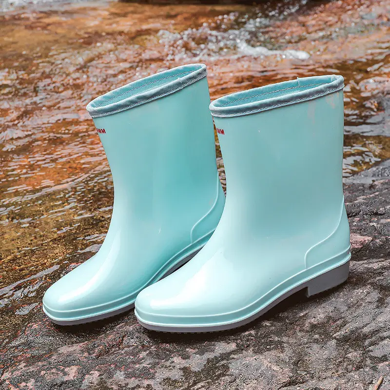 Fashion mid-barrel rain boots ladies cross-border pvc non-slip rain boots women's water shoes new rubber shoes water boots kitchen overshoes - Image 6