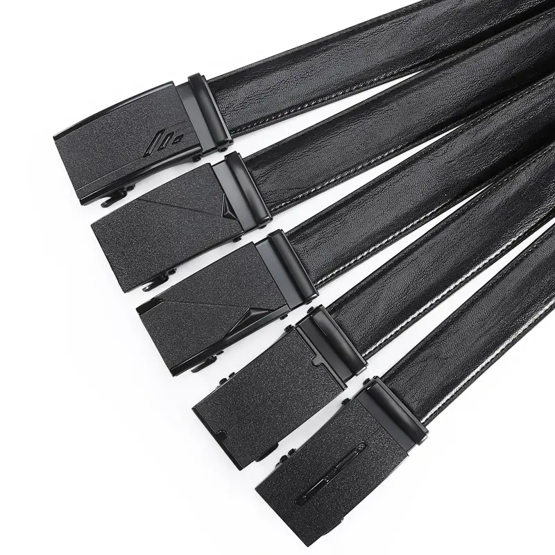 Men's Black Leather Belt with Iron Buckle - Image 6