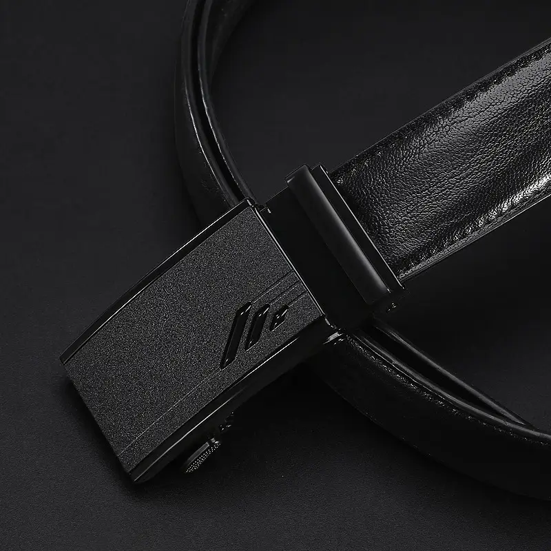 Men's Black Leather Belt with Iron Buckle - Image 9