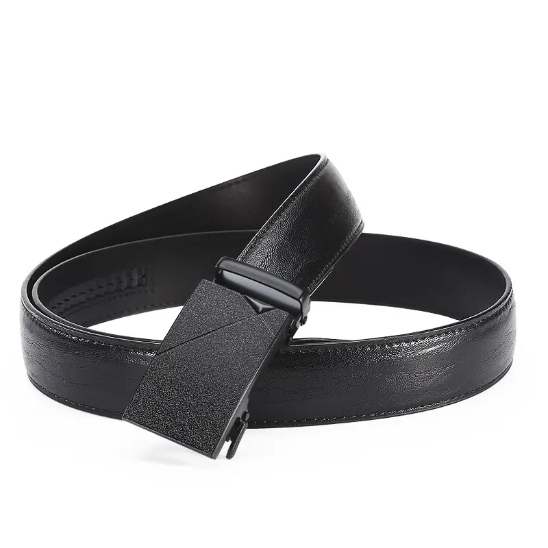 Men's Black Leather Belt with Iron Buckle - Image 10