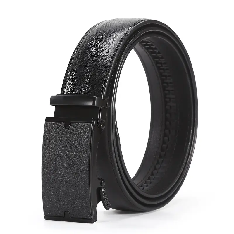 Men's Black Leather Belt with Iron Buckle - Image 2