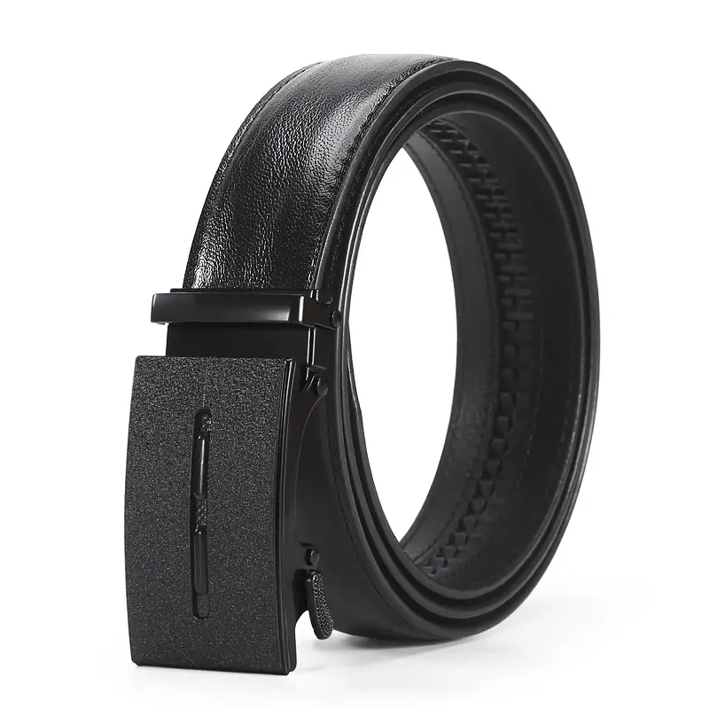 Men's Black Leather Belt with Iron Buckle - Image 4