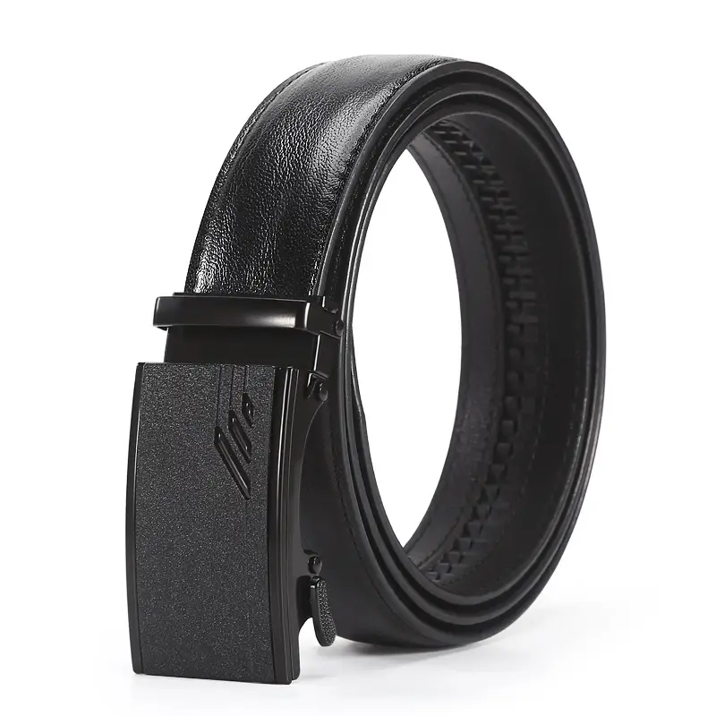 Men's Black Leather Belt with Iron Buckle - Image 5