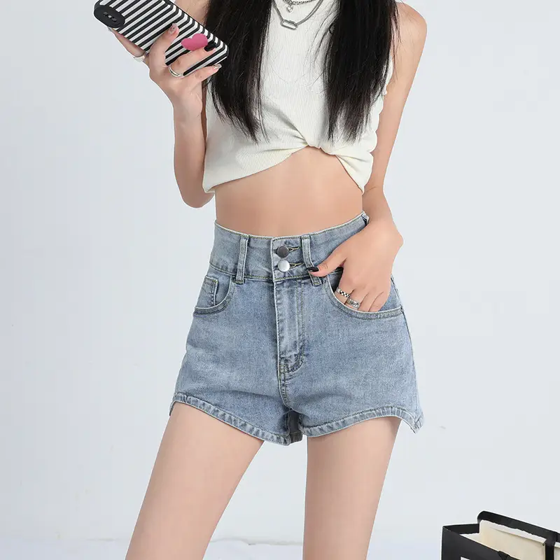 Black High-Waisted Denim Shorts Women Summer 2025 - Image 5