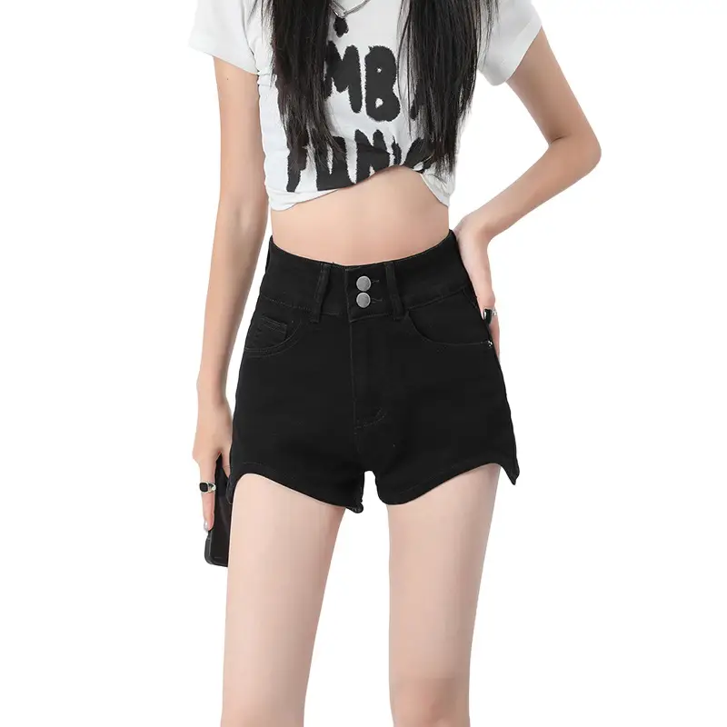Black High-Waisted Denim Shorts Women Summer 2025 - Image 6