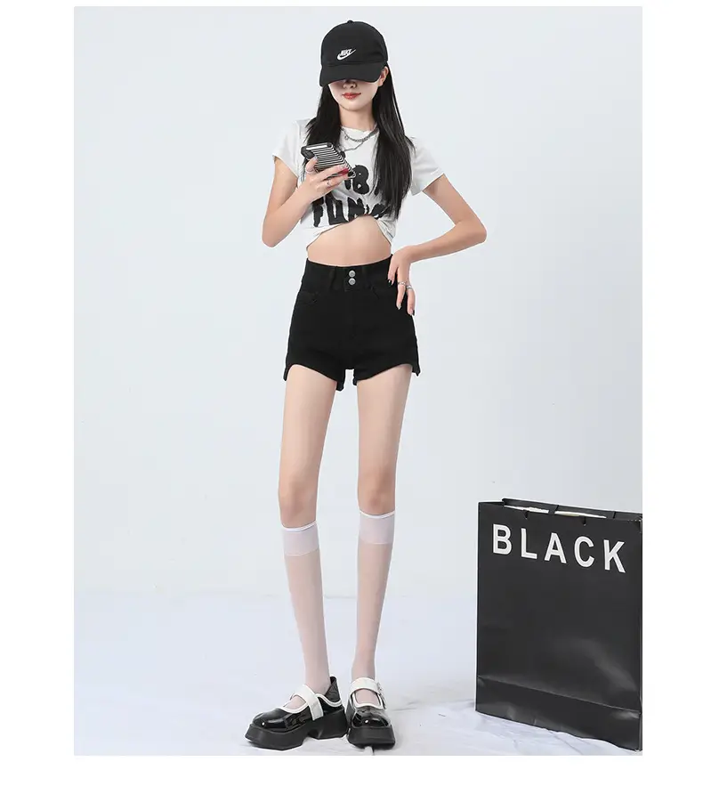 Black High-Waisted Denim Shorts Women Summer 2025 — feature 9