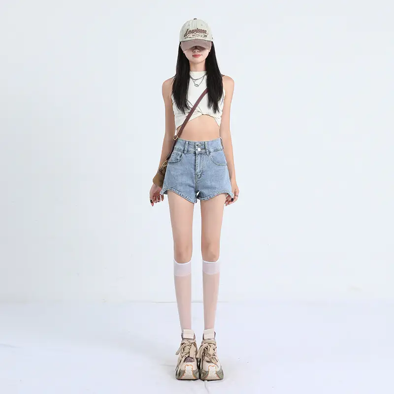 Black High-Waisted Denim Shorts Women Summer 2025 - Image 2
