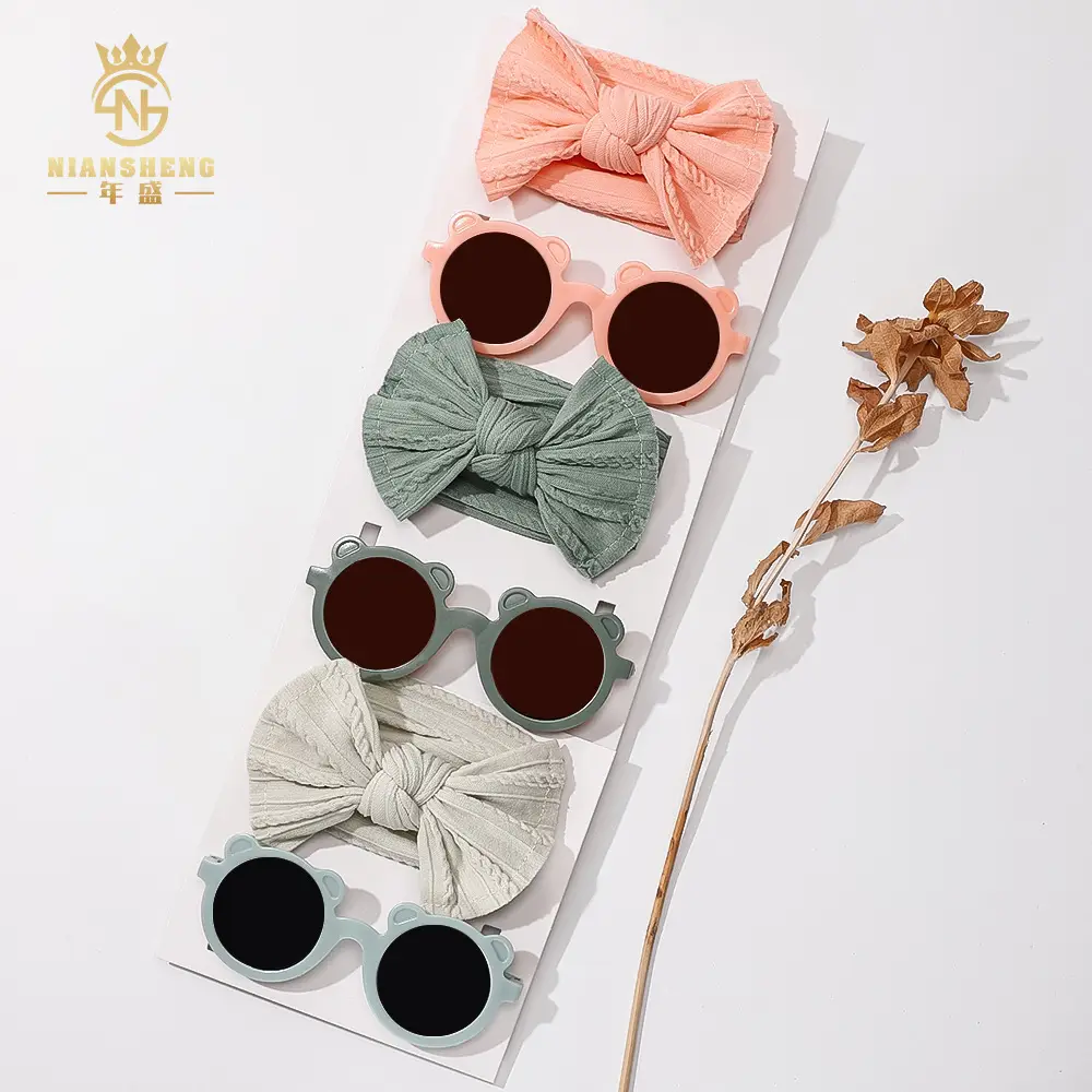 Pink Heart Sunglasses & Bow Hairband Set for Girls