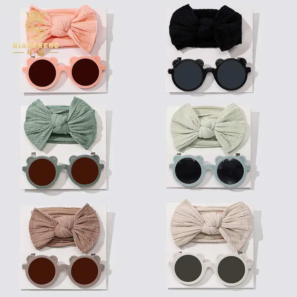 Pink Heart Sunglasses & Bow Hairband Set for Girls