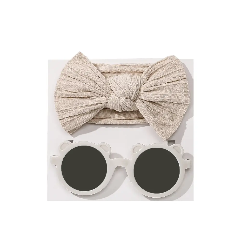 Pink Heart Sunglasses & Bow Hairband Set for Girls