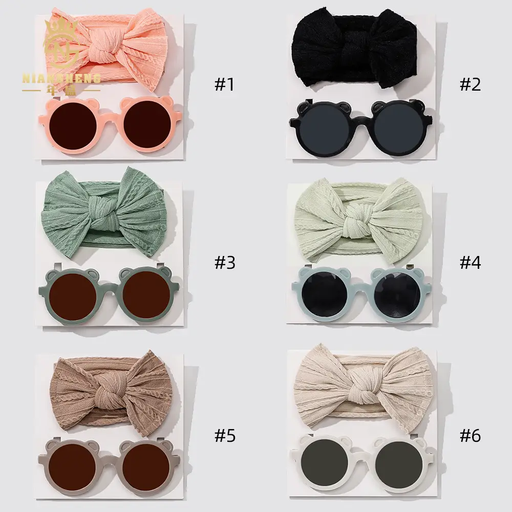 Pink Heart Sunglasses & Bow Hairband Set for Girls — feature 1