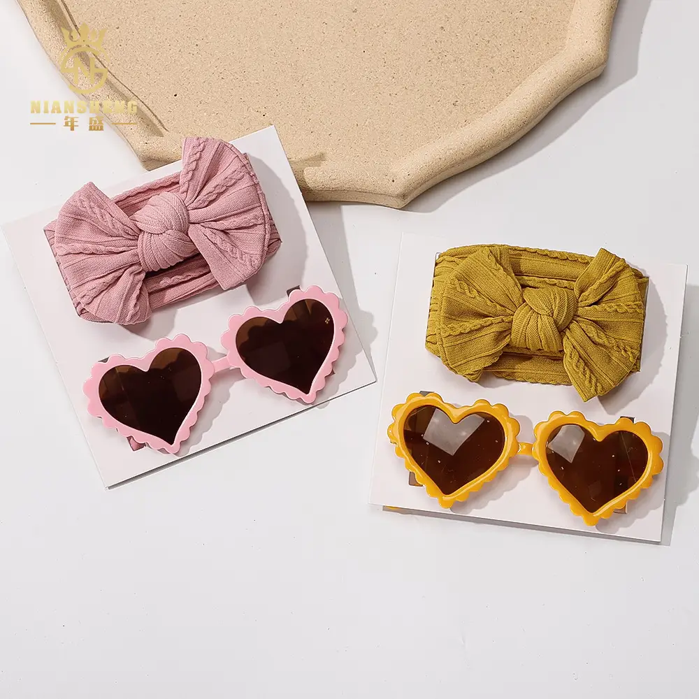 Pink Heart Sunglasses & Bow Hairband Set for Girls — feature 10