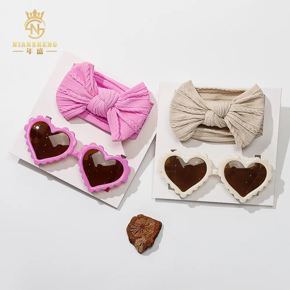 Pink Heart Sunglasses & Bow Hairband Set for Girls — feature 12