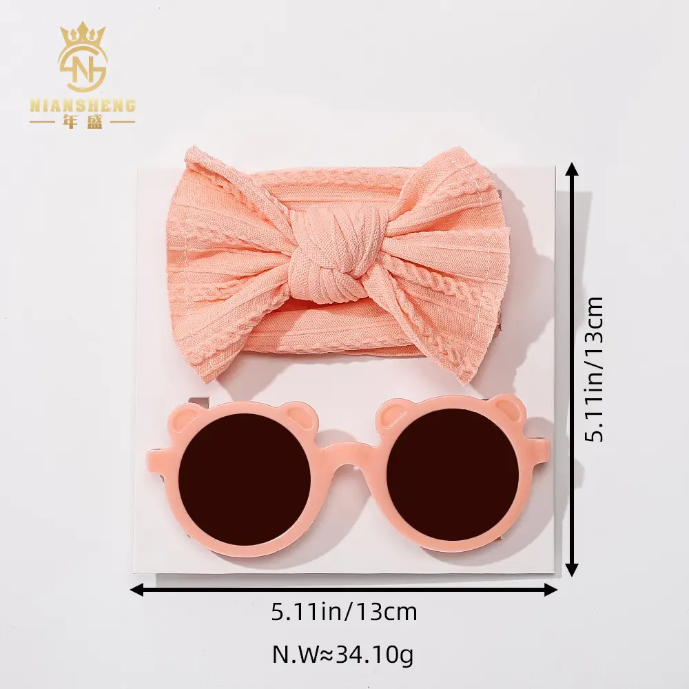 Pink Heart Sunglasses & Bow Hairband Set for Girls — feature 3