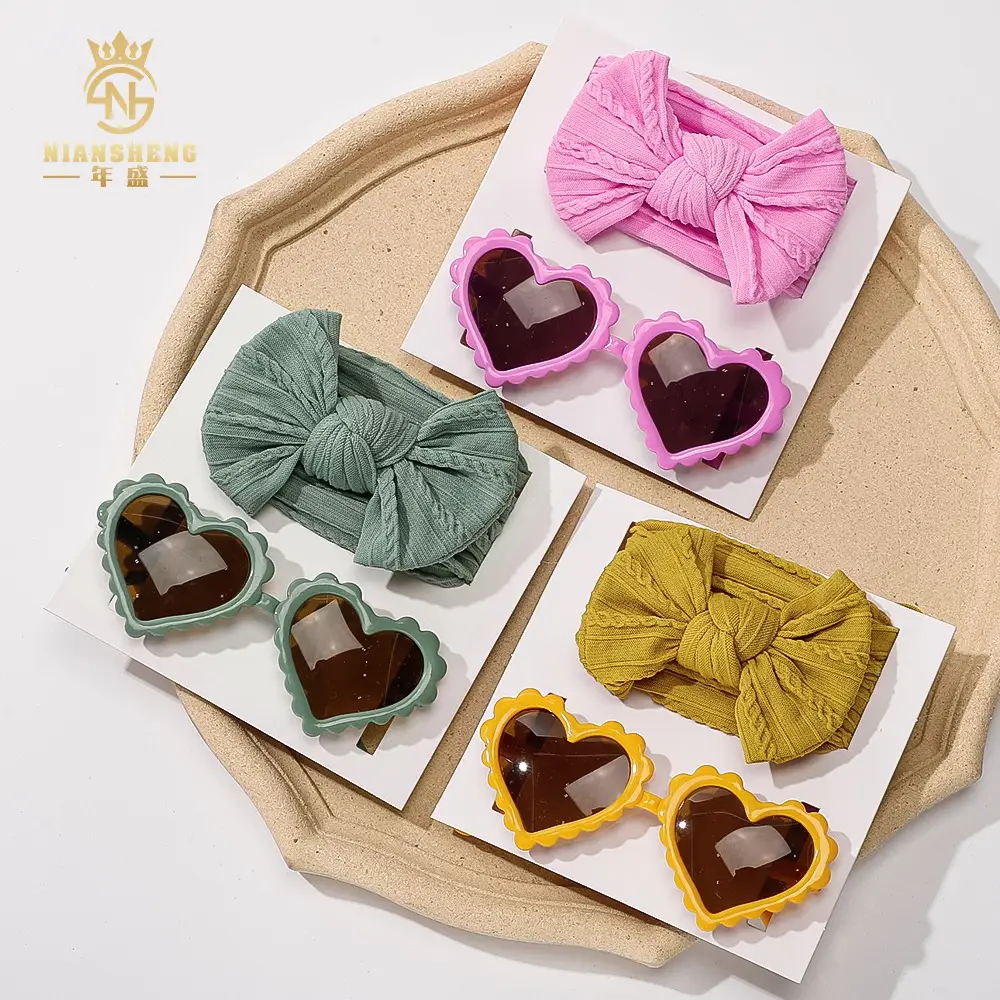 Pink Heart Sunglasses & Bow Hairband Set for Girls — feature 8