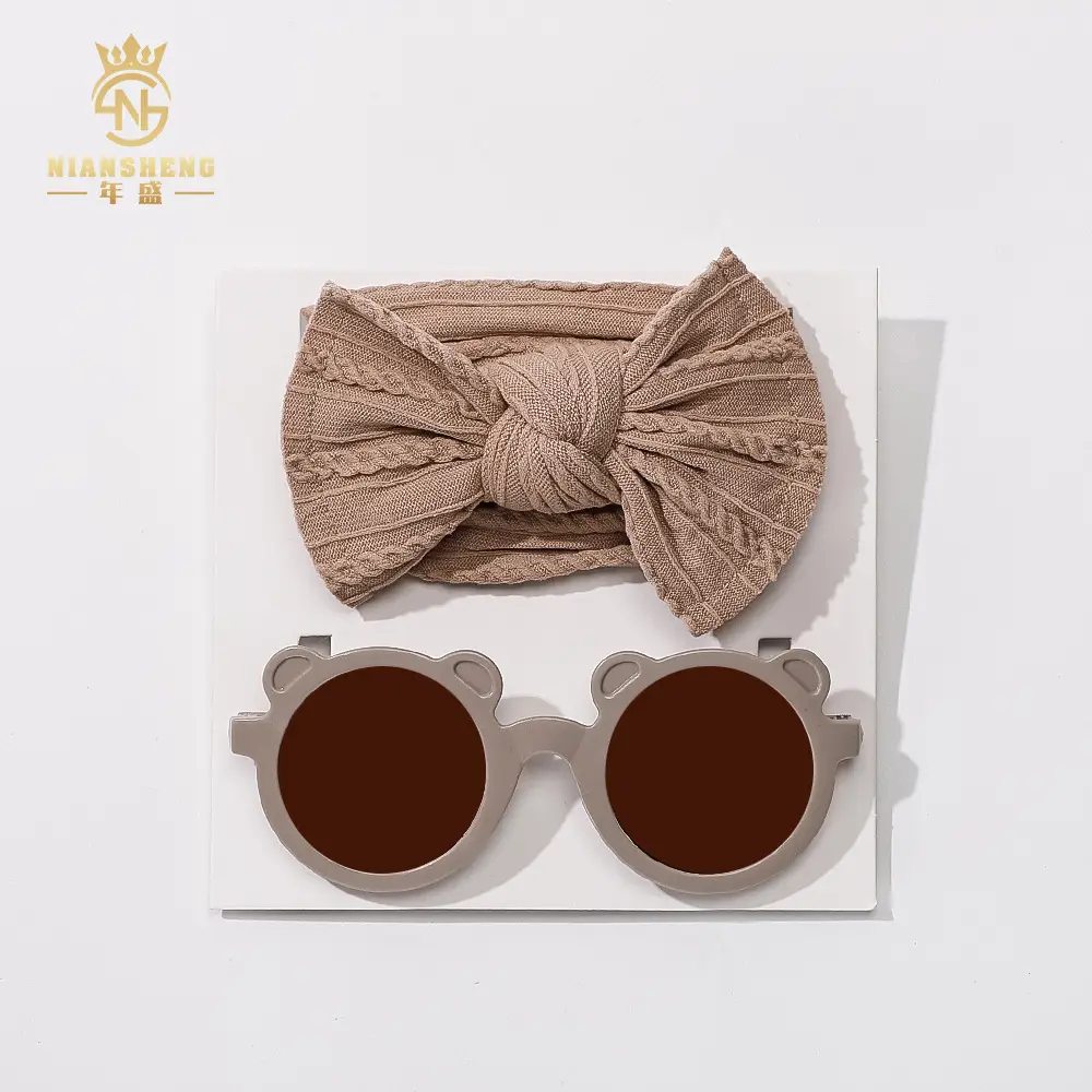 Pink Heart Sunglasses & Bow Hairband Set for Girls
