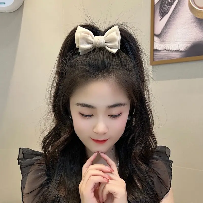 Gold Gauze Bow Hairpin for Women - Image 6